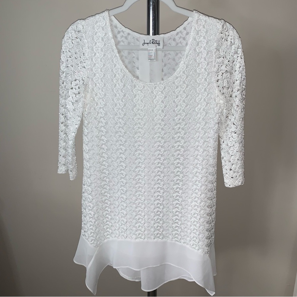 Joseph Ribkoff White Lace Blouse